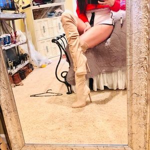 Suede like thigh high boots